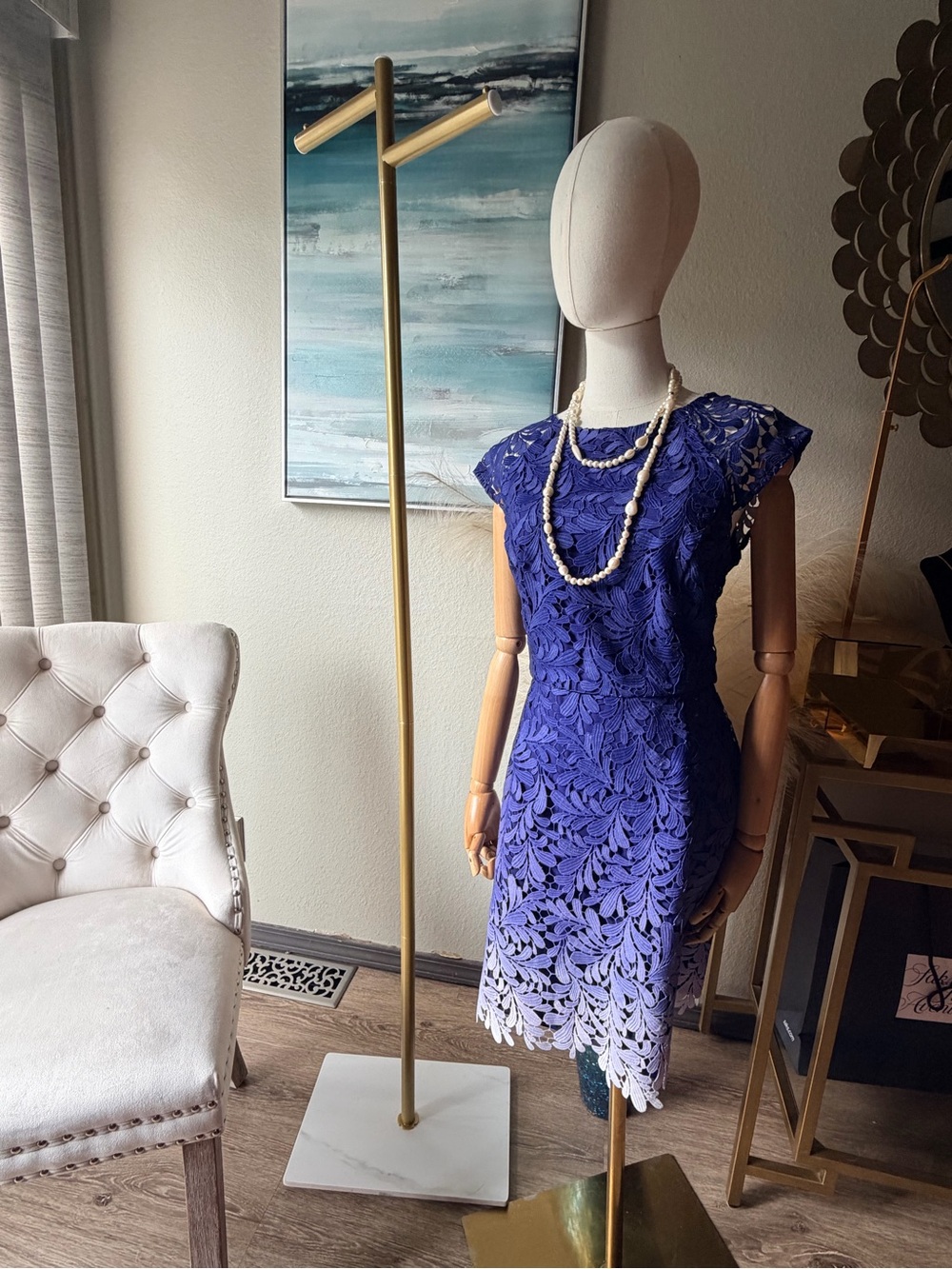 Adelyn Rae Blue Lace Cocktail Dress Size Large Elegant Occasion Dress